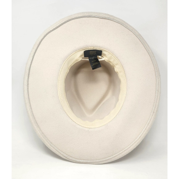 Frye Womens Sz 7 1/2 Cream Wide Brim Hat Adjustable Rim Western Rancher Cowgirl - Picture 4 of 10
